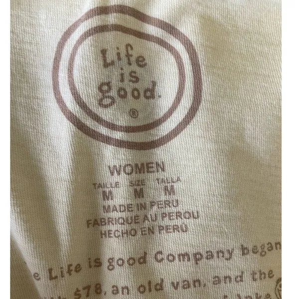 Life is Good Top Women Medium Yellow Coffee Start Me Up Graphic Pullover Cotton - Image 2