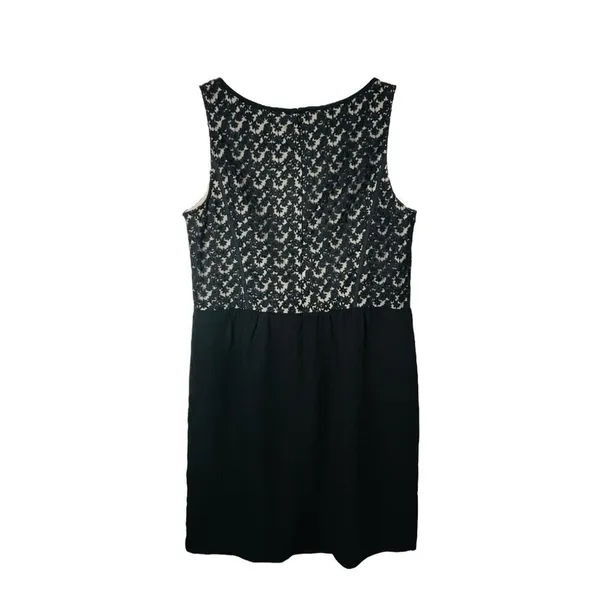 LOFT Sheath Dress Womens 8 Black Cream Floral‎ Lace Bodice Sleeveless Business - Image 4