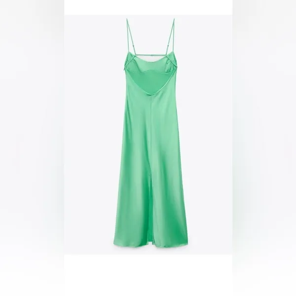 Zara Mint Green Satin Midi Slip Dress - Image 4