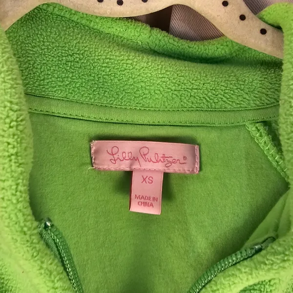 Lilly‎ Pulitzer Womens Green Full Zip Fleece Jacket XS - Image 3