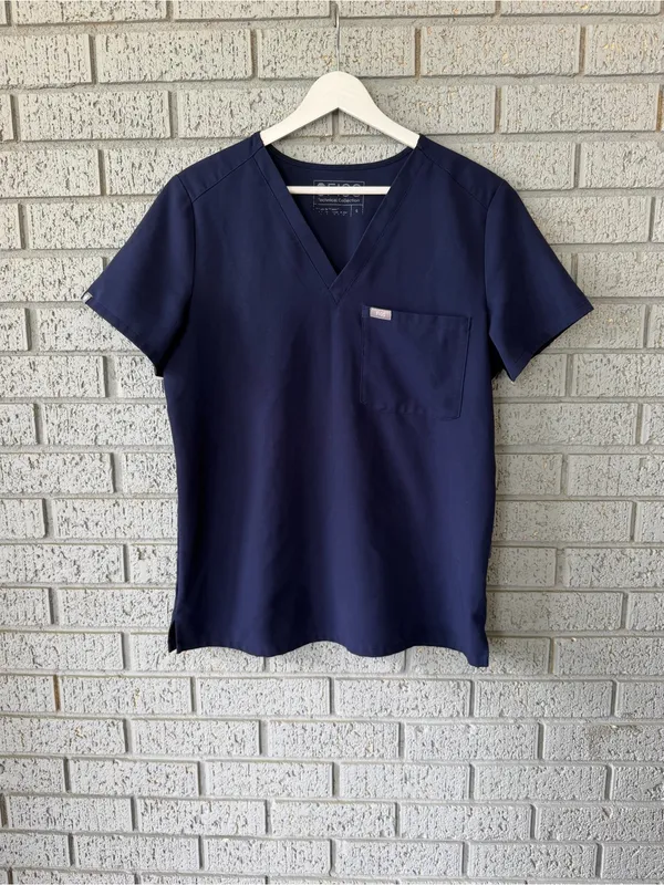 Figs Catarina One Pocket Scrub Top Navy Blue Size Small - Image 3