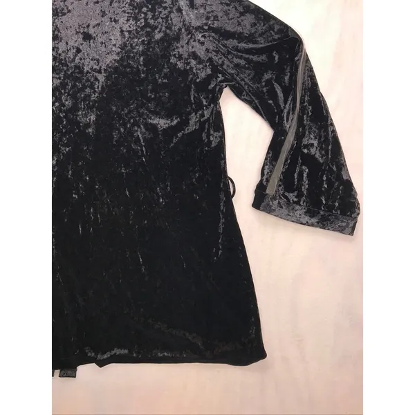 Savage X Fenty Womens Black Crushed Velvet Robe‎ Sheer Mesh Trim MD/LG Kimono - Image 14