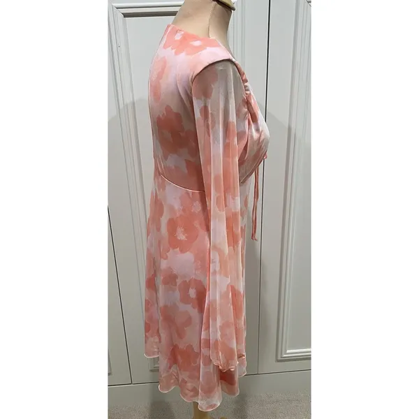 See You Monday Floral Mesh Empire Waist Dress‎ Retro 70's Groovy - Image 4