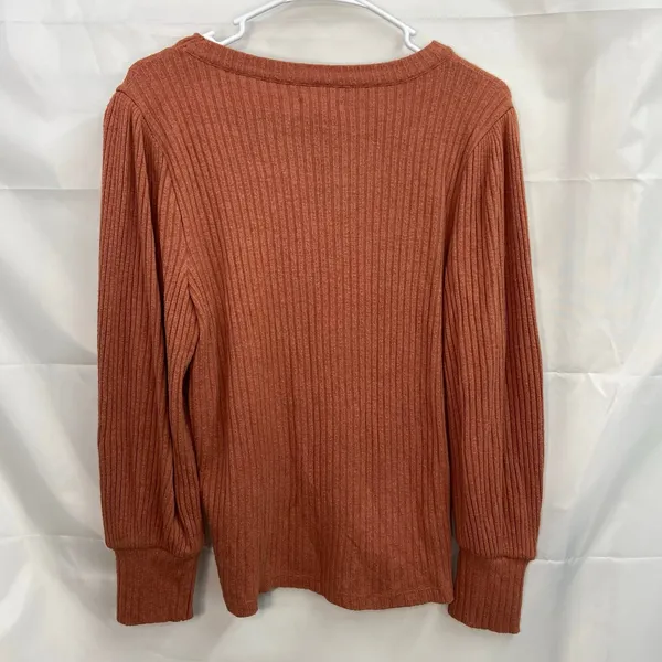 Madewell women's rustic orange soft knit balloon‎ sleeve stretch sweater medium - Image 6