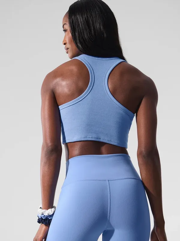 Alo Yoga Aspire Tank - Crystal Clear Blue/White - Image 2