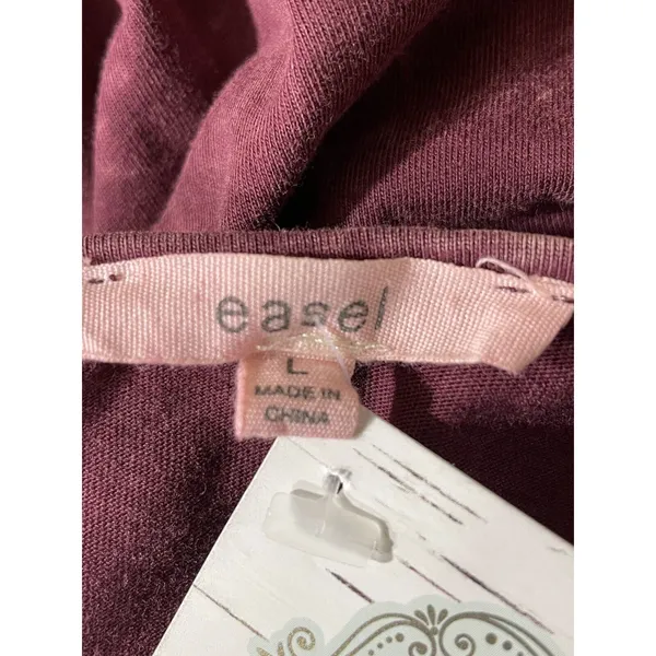 Easel Size Large Mineral Wash Dark Mauve Tunic Lace Yoke Back Button Detail NEW - Image 5