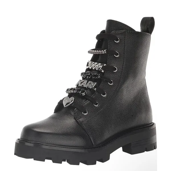 Karl Lagerfeld Paris Mela Combat Boots Black Leather Size 7 - Image 3