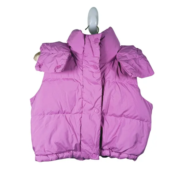 Lululemon Wunder Puff Super Cropped Vest Hooded Size 0 Dahlia Mauve Pink Outdoor - Image 3