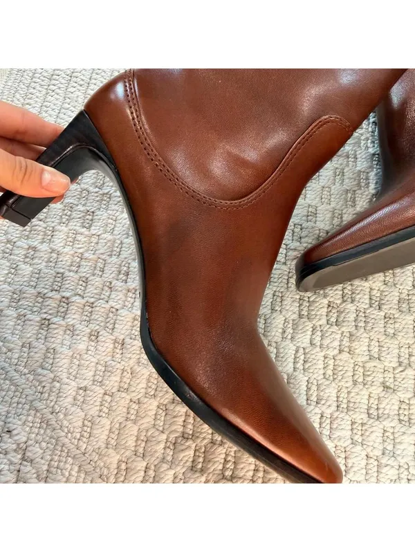 Reformation Caludette Bootie in Cavalier Brown Leather - Image 3