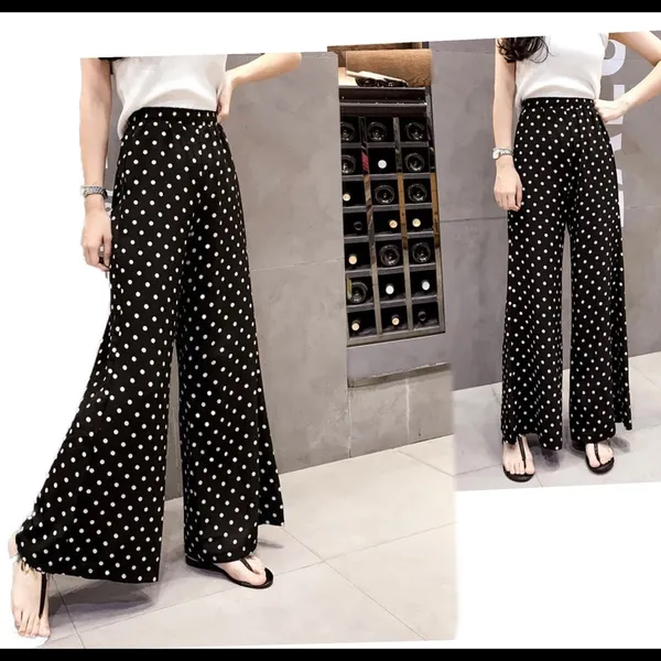 Zara Black/ White Polkadot Wide Leg Pants Size M - Image 13