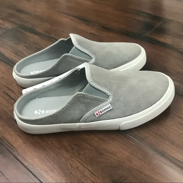 Superga Grey Suede Mule Sneakers Slip On Casual Shoes Sz 6 - Image 3