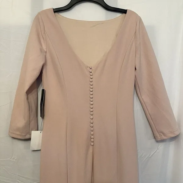 Lulu's Size Medium Glamor Galore Blush Pink Button Back 3/4‎ Sleeve Maxi Dress - Image 6