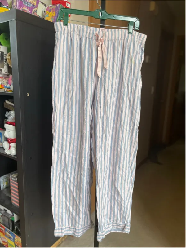 Women's Victoria's Secret Striped Pajama Pants L Pink Blue - Image 2