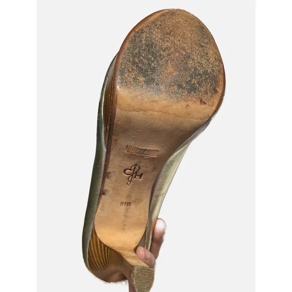 Cole Haan Peep Toe Pumps Womens 8.5B Gold Metallic Nike Air Platform Heels Party - Image 5
