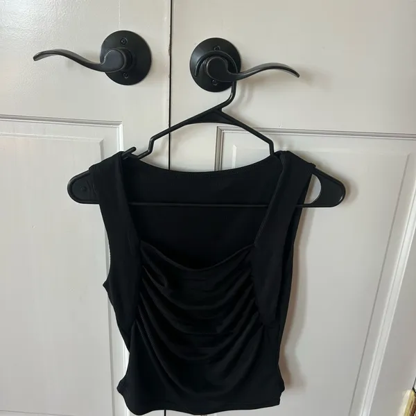 Elegant Black Ruched Women's Top - Image 2