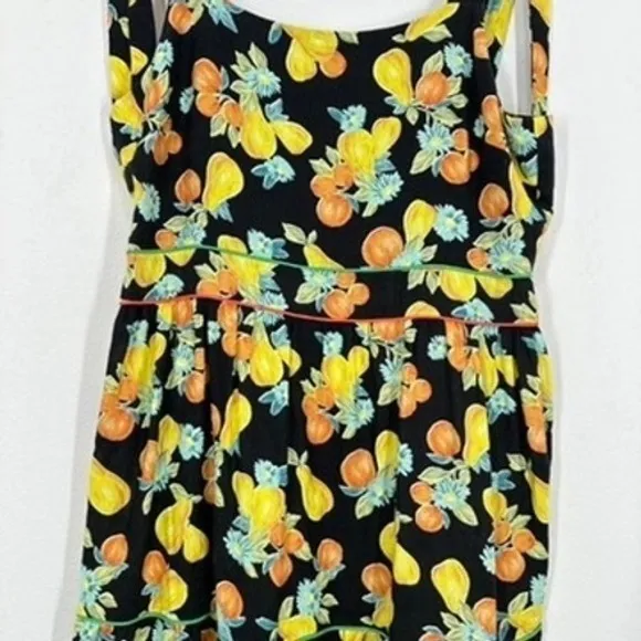 Adelyn Rae Black Fruit Floral Print Tiered Midi Dress Tie Shoulder Smocked NWT‎ - Image 4
