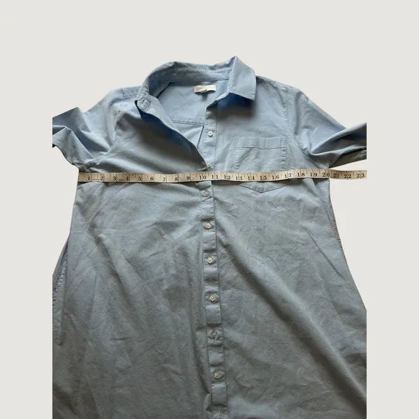 Crown & Ivy Womens Blue Cotton Tunic Shirt Long Sleeve Button Down Size M 33in - Image 7