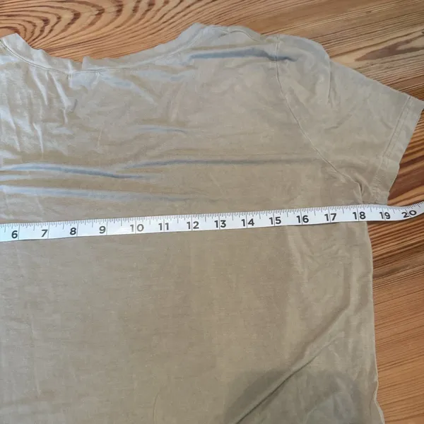Anthropologie POL Distressed‎ V-Neck Tee Sz LG Tan Stretchy Long Lightweight - Image 6