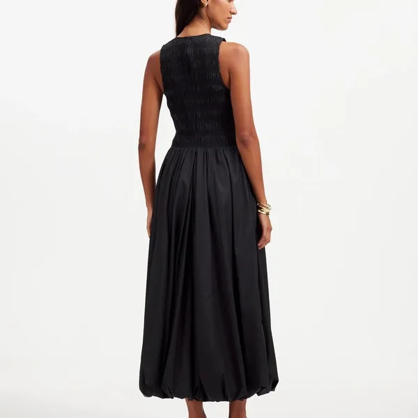 Madewell The Melody Bubble-Hem Smocked Midi Dress in Poplin Size XXS - Image 4