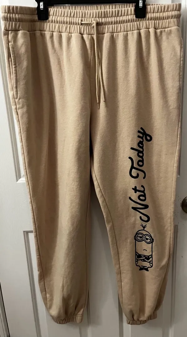Minions Not Today Graphic Sweatpants Tan Size 3X - Image 3