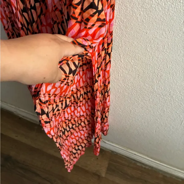 Free People Sahara Jumpsuit In Orange/Pink Abstract Print Wide Leg Boho Gypsy S - Image 11