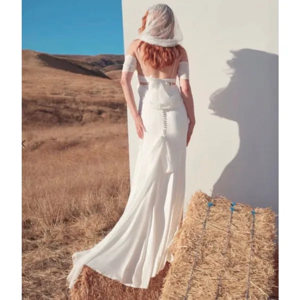 For Love & Lemons Cora White Off the Shoulder Slit Bridal Gown Size XS - Image 2
