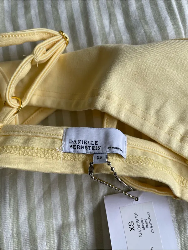 New Danielle Bernstein Pull On Bra Top Size XS Buttermilk Yellow Unlined Low Cut - Image 4