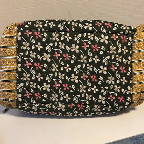 Source Unknown GREEN YELLOW FLORAL QUILTED DUFFLE BAG 2 HANDLES CROSSBODY STRAP LUGGAGE STRAP - Image 6