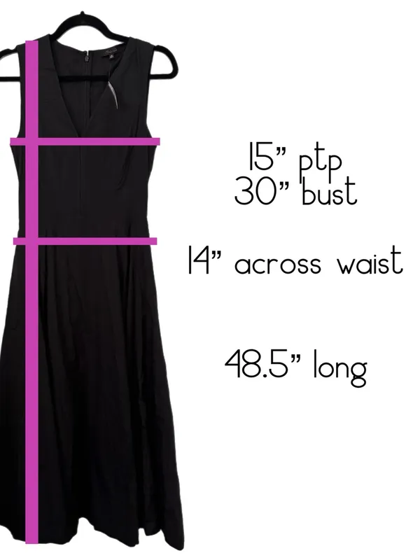 Madewell V-Neck Circle Midi Dress Black 100% Cotton Poplin NWT Womens 00 fits XS - Image 13