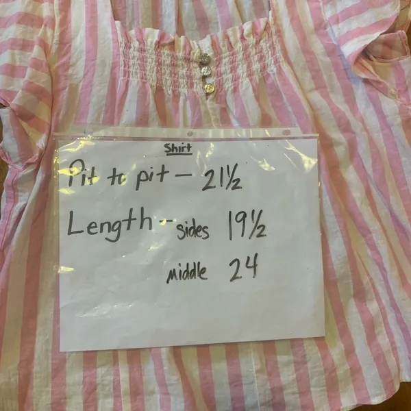 Draper James top Large Pink White Stripes Linen cotton blend square neck smocked - Image 5