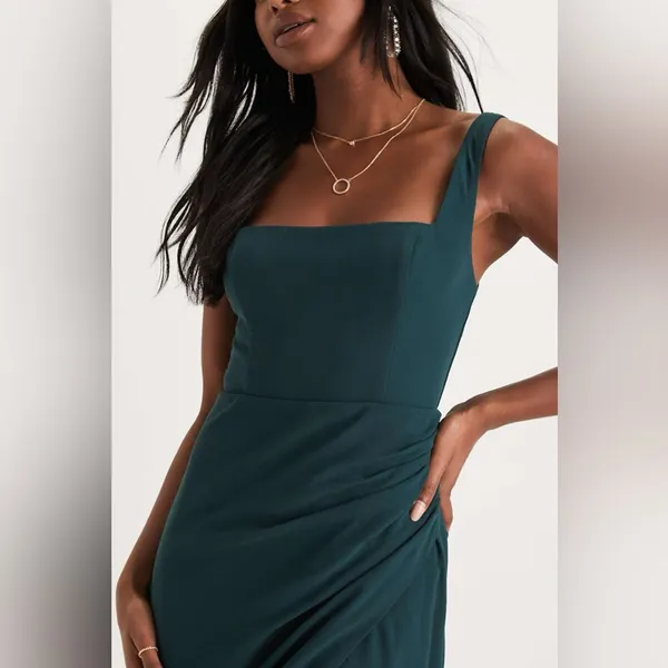 Lulus Glamorous Disposition Emerald Green Ruched Maxi Dress - Image 4