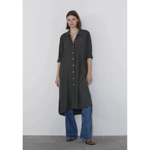 Zara Shirt Button Down Dress Parisian 90s Minimalist Capsule Layering London - Image 6