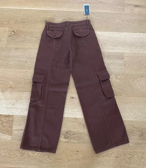 EM - Wide Leg Carpenter Cargo Pants in Brown - Image 6