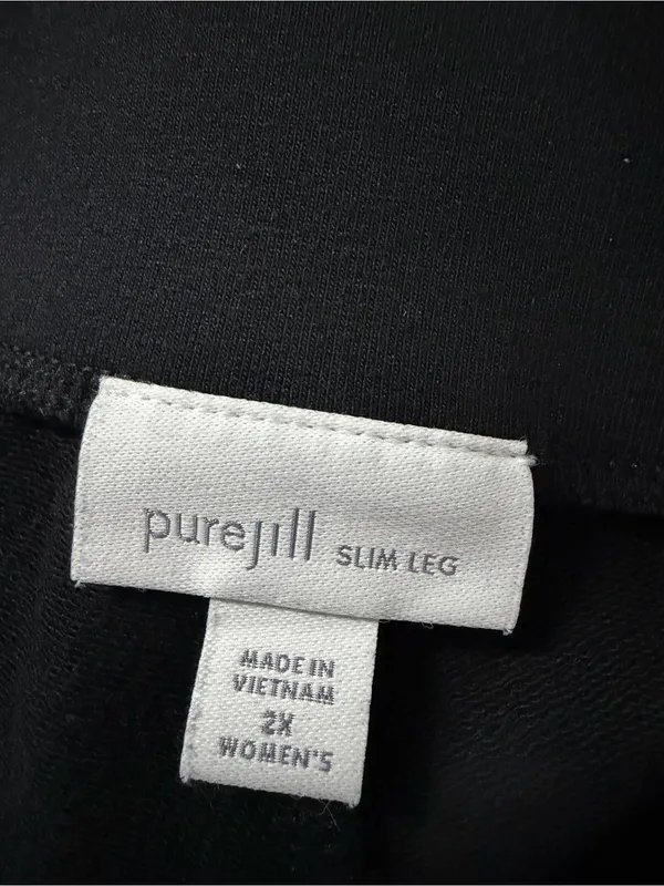 J. Jill Slim Leg Pull On Pants 2X Pockets Black Stretch Minimalist Casual Lounge - Image 4