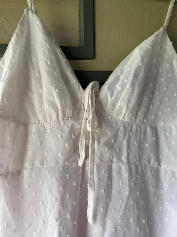 SHEIN White Eyelet Tie-Front Sundress - Image 2