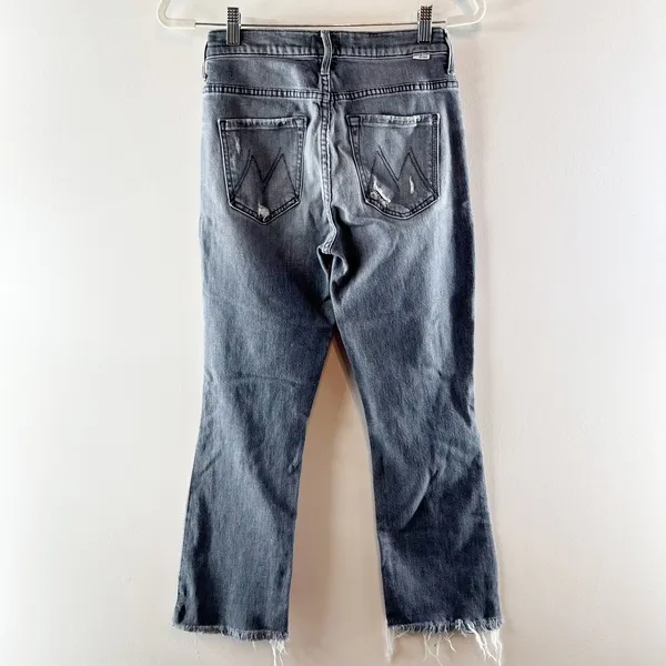 Mother The Insider Crop Step Fray Hem Jeans Ace of Spades Grey Distressed 26 / 2 - Image 4