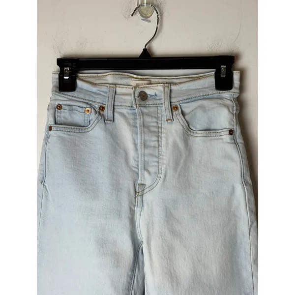 Levi's Wedgie Straight Jeans Women 25 Blue Light Wash Denim Button Fly Outdoor - Image 5