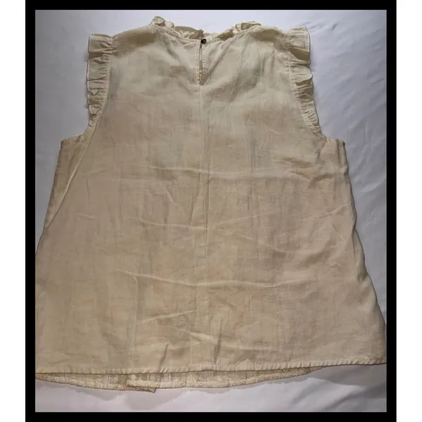 Hem & Thread Top Womens Large Cream Ruffle Eyelet‎ Sleeveless Boho - Image 6