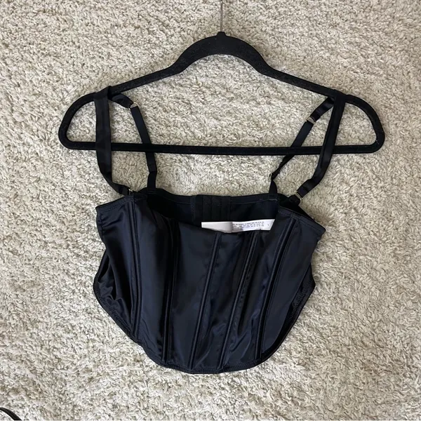 Black Satin Corset Top Size L - Image 7