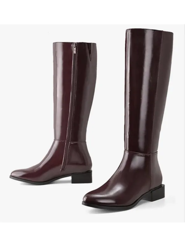 NEW Shoe'N Tale Chunky Low Heel Pointed Toe Winter Knee High Boots 8 - Image 8