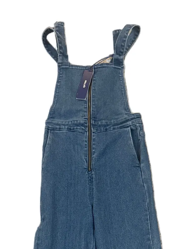 ROLLA'S Blue Zip-Front Wide-Leg Denim Overalls - Image 9