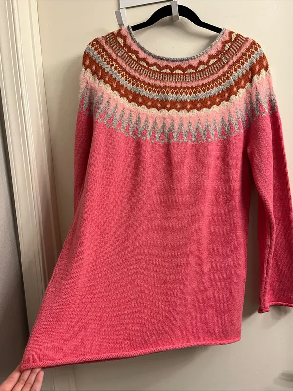 Sundance Pink Fair Isle Sweater Size Large - Image 7