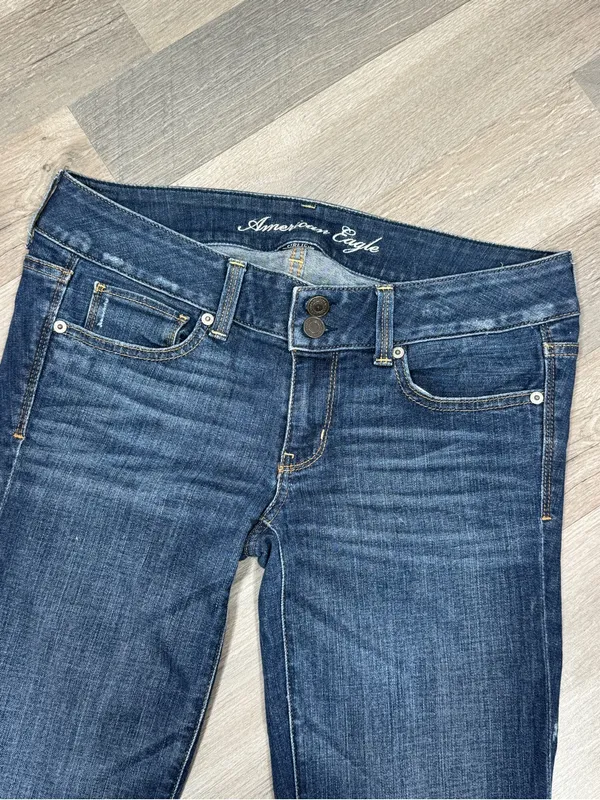 American Eagle Artist Low Rise Crop Stretch Jeans‎ Blue 6 Retro Capri Y2K - Image 5