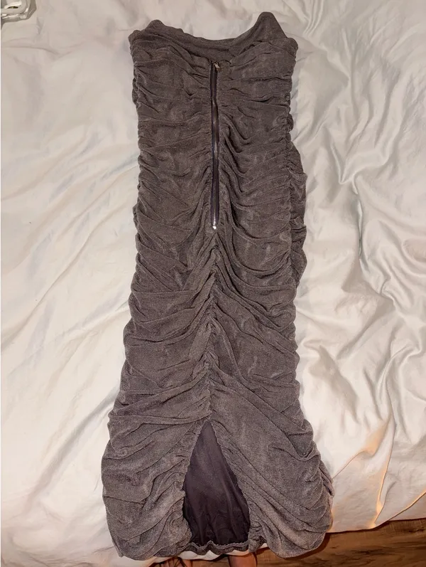 Mabel gray strapless dress - Image 3