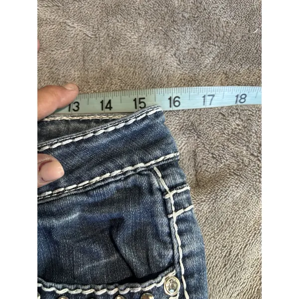 Miss Chic Size 11 Junior's Capri Jeans Rhinestones Embroidered Studded - Image 8