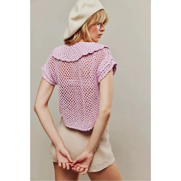 Free People Lily Pink Crochet Top - Image 3