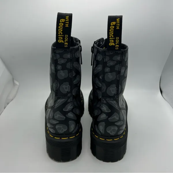 Dr Martens Jadon Black Distorted Leopard Backhand Platform Boots Size US 8 EU 39 - Image 5