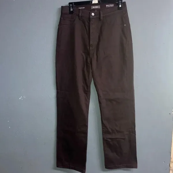 DL1961 ultimate knit Emilie Straight-Leg ultra high rise vintage 31” dark cocoa - Image 2