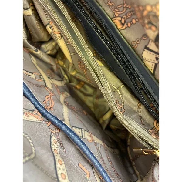 Womens Navy Blue with Gold Accents Handle Bag Satchel Shoulder Bag SKU 6575 - Image 7
