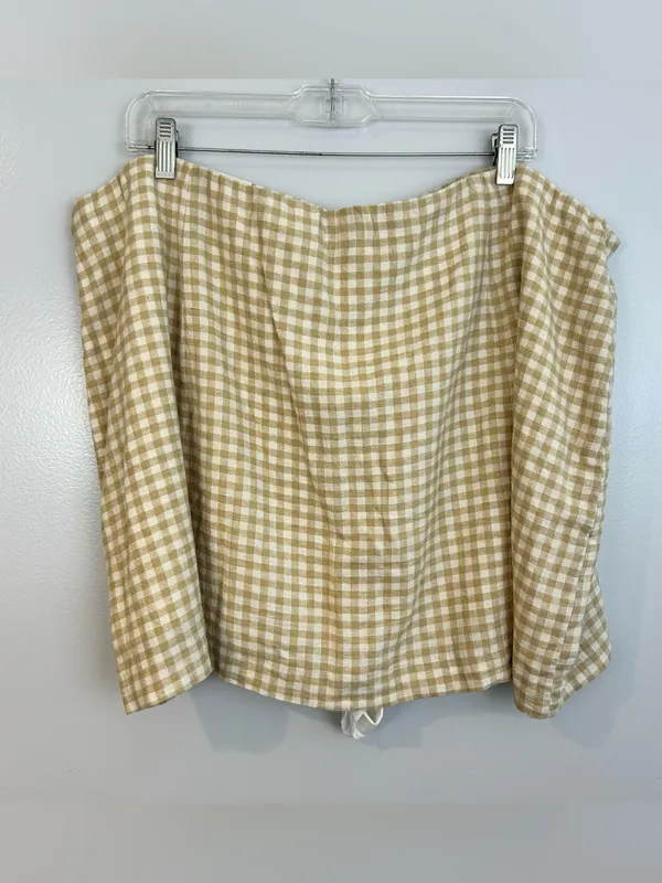 NWT Abercrombie & Fitch Ultra High Rise Scarlet Gingham Tan/White Mini Skirt XXL - Image 2